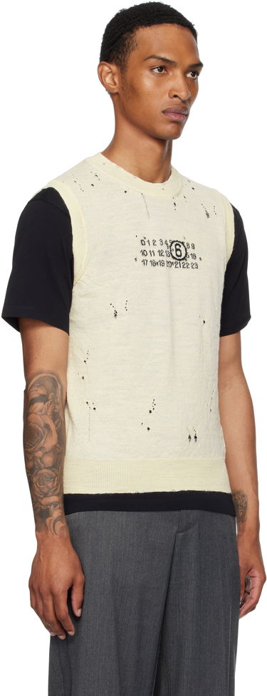 Sweater Maison Margiela MM6 Maison Margiela Wool Distressed Sweater Vest Grå | SH0FB0017 M13134, 4