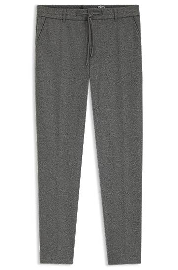 Byxor BOSS Tapered-fit brushed stretch flannel trousers Grå | 50551542, 0