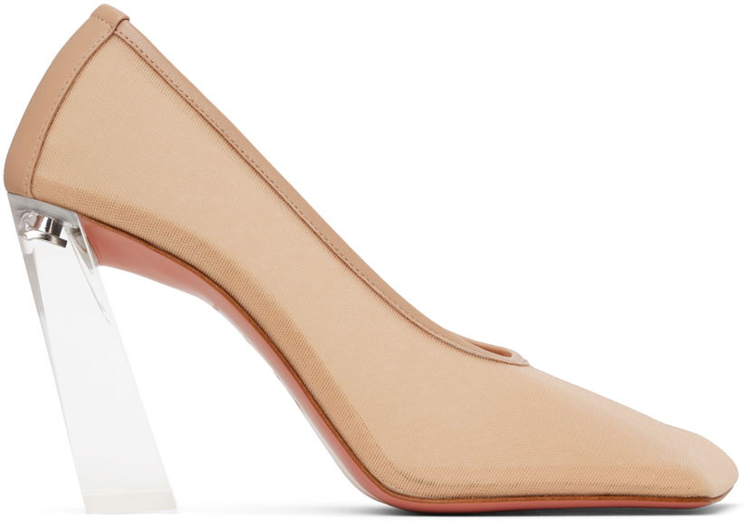 Sneakers och skor Amina Muaddi Half Glass Pump Heels Beige | CHARLOTTE GLASS MESH PUMP 95