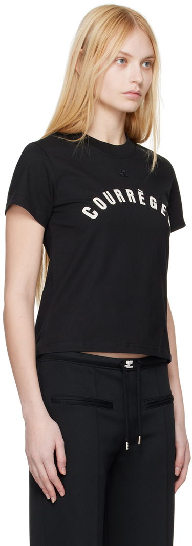 T-shirt Courrèges Straight Logo T-Shirt Svart | 124JTS006JS0112, 1