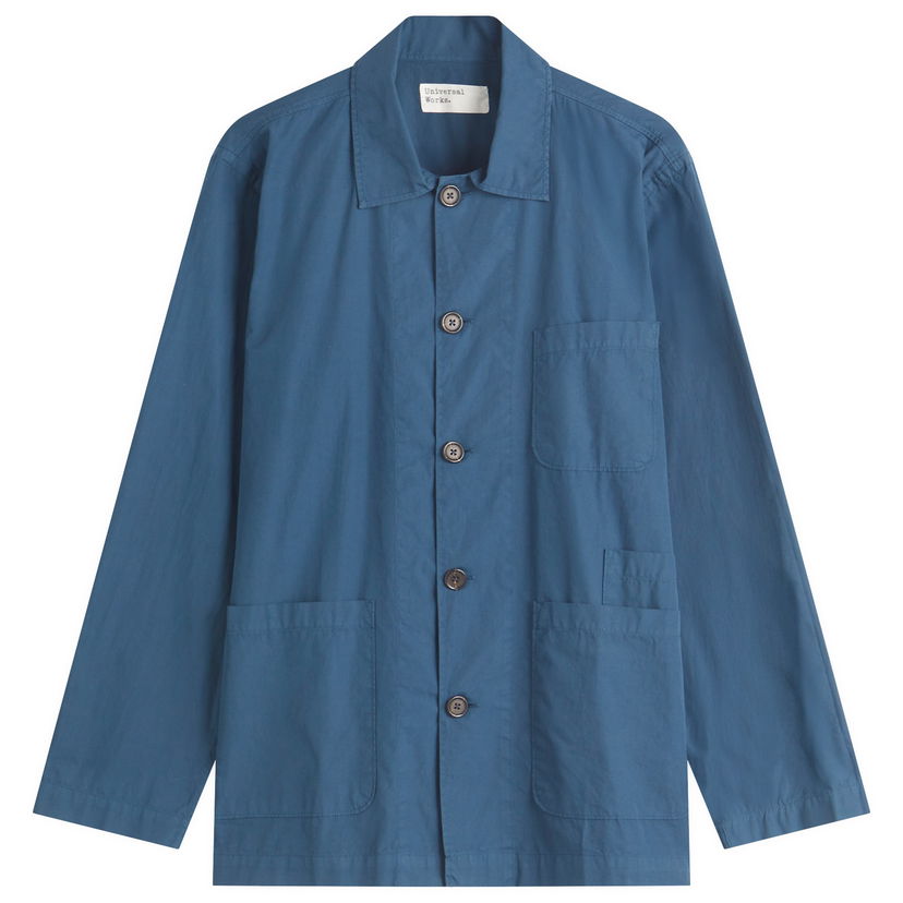 Skjorta Universal Works Bakers Poplin Overshirt, Size Large Blå | 32678-NVY