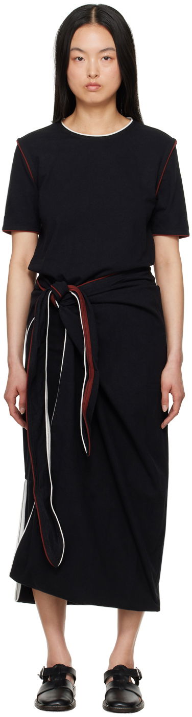 Klä LEMAIRE Lemaire Wrap Midi Dress Svart | DR1044 LJ1010