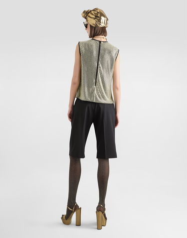 Linne Dolce & Gabbana Sleeveless Crystal Mesh Blouse Metallisk | F7AK7ZFLSK3S0997, 2