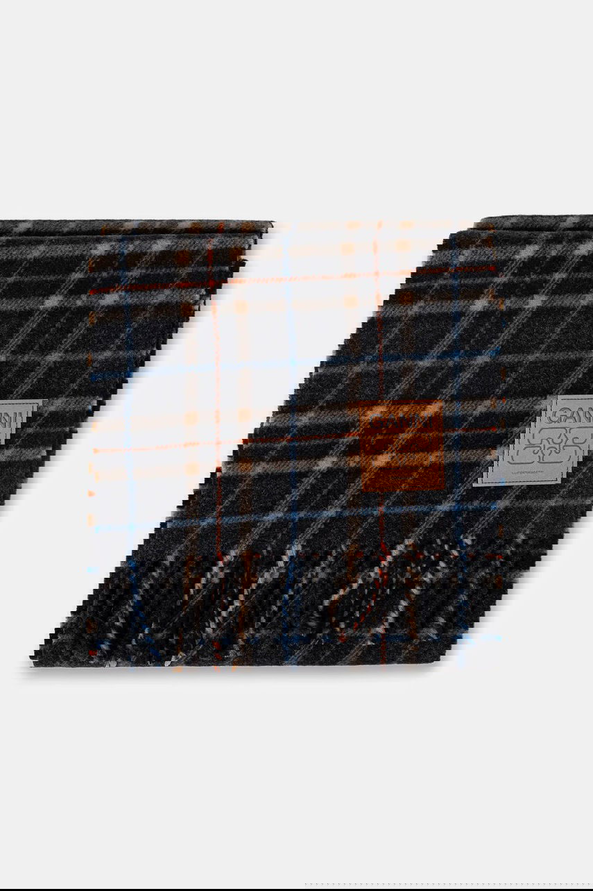 Halsduk GANNI Double Face Wool Check Scarf Flerfärgad | A6933, 1