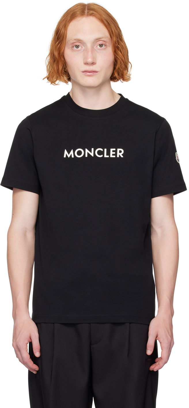 T-shirt Moncler Black Bonded-Logo T-Shirt Svart | J20918C0003489AJS