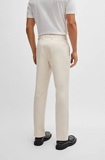 Byxor BOSS Slim-Fit Stretch Cotton Trousers Beige | 50521043, 1