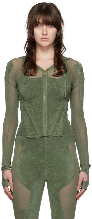 Sweatshirt Dion Lee Paneled Zip-Up Hoodie Grön | C7075P22, 0