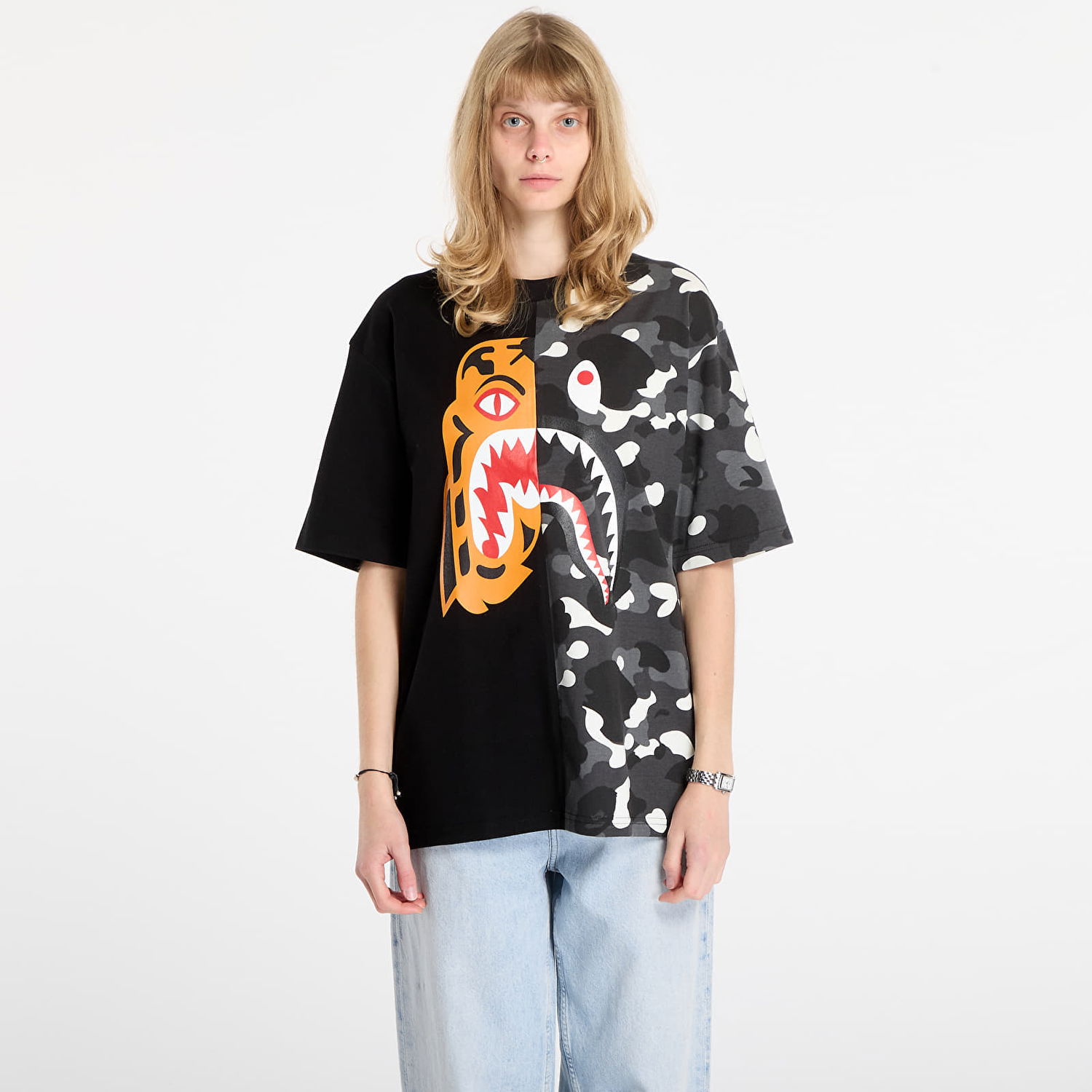 T-shirt BAPE City Camo Tiger Shark Relaxed Fit T-Shirt Flerfärgad | 001CSL801301MBLK, 0