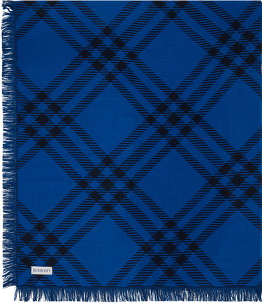 Halsduk Burberry Burberry Wide Check Wool Silk Scarf Blå | 8110161, 1