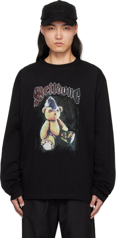 T-shirt We11done We11done Punk Teddy Graphic Long Sleeve T-Shirt Svart | WD-TT0-25-748-U-BK, 0