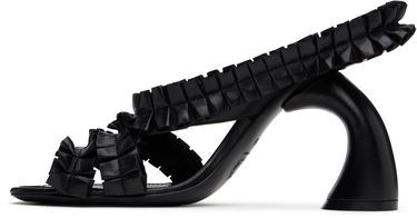 Tillbehör Dries Van Noten Dries Van Noten Ruffled Leather Heeled Sandals Svart | WS251-1566-150, 2