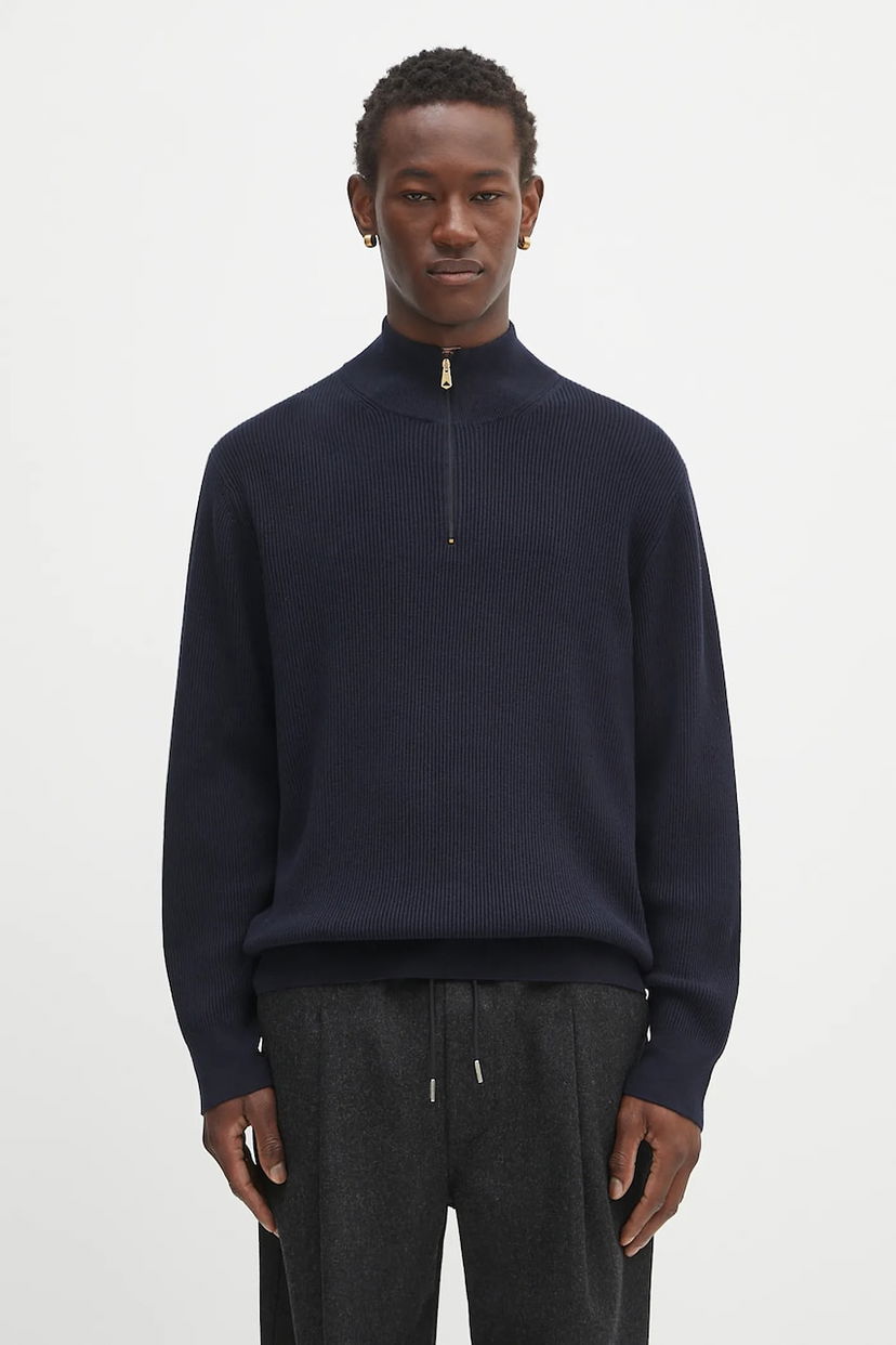 Sweater Paul Smith Paul Smith Half Zip Knit Sweater Mörkblå | M1R.534Z.T02763