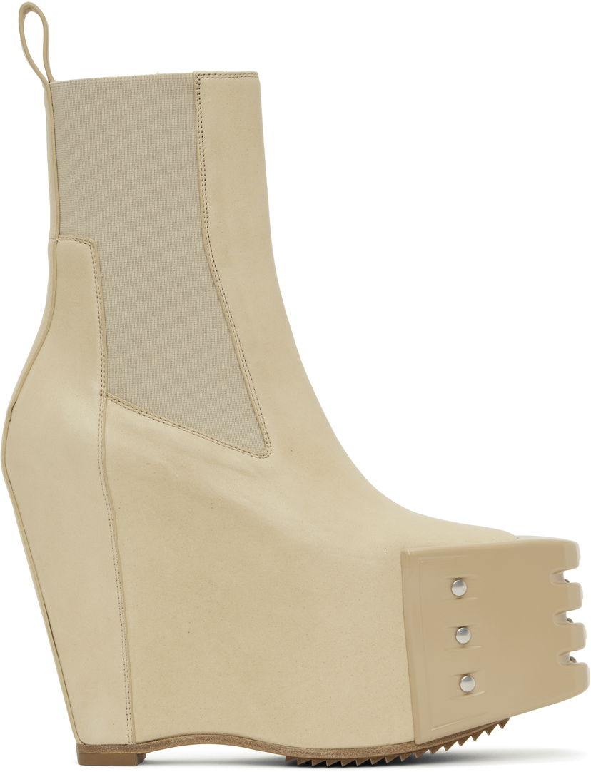 Kläder Rick Owens Rick Owens Hollywood Grilled Wedge Beatle Chelsea Boots Beige | RP01E7848 LBHGR