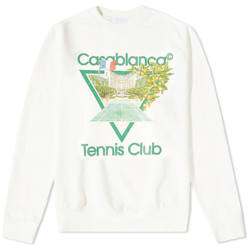Sweatshirt Casablanca Tennis Club Graphic Print Crewneck Sweatshirt Vit | MF22-JTP-001-06
