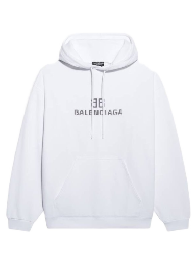 Sweatshirt Balenciaga BB Pixel Medium Fit Hoodie Vit | 600583TKVI89040