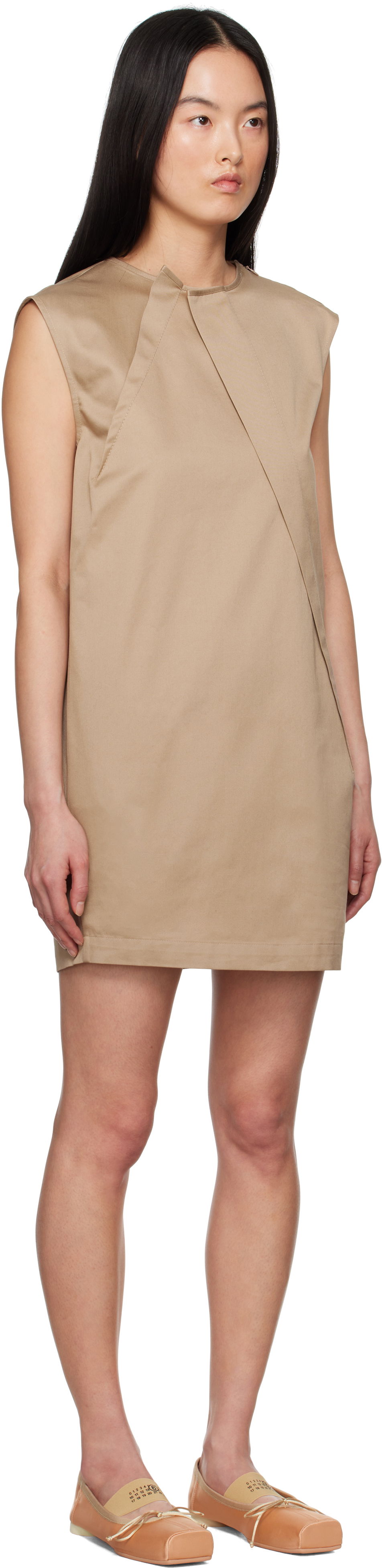 Klä Maison Margiela MM6 Maison Margiela Cotton Twill Darting Minidress Beige | S52DA0056 M35368, 1