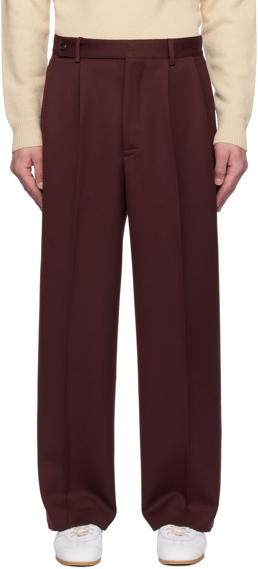 Byxor Bode Twill Braided Trousers Bourgogne | MRF24BT034