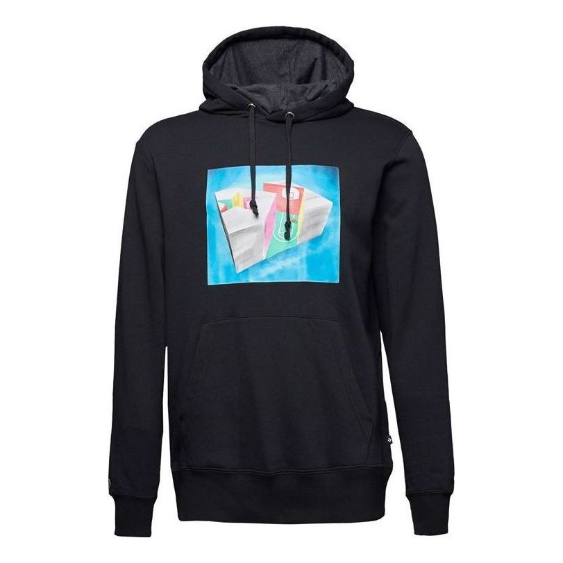 Sweatshirt Converse Star Chevron 3D Court Pullover Hoodie Svart | 10017341-A01