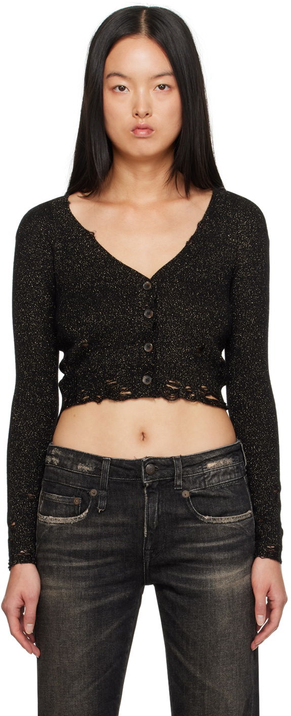 Sweater R13 R13 Distressed Cropped Cardigan Svart | R13WY150-Y103B