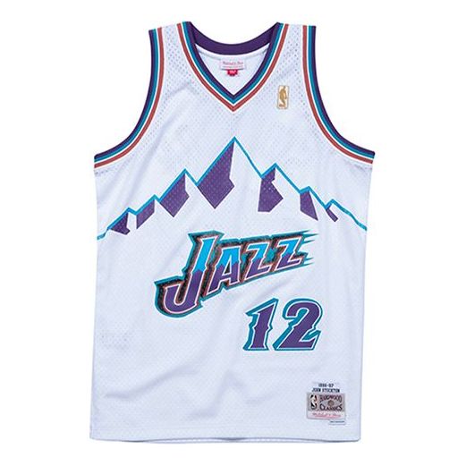 Jersey Mitchell & Ness Mitchell & Ness NBA Utah Jazz Stockton Swingman Jersey Vit | SMJYLG18031-UJAWHIT96JST