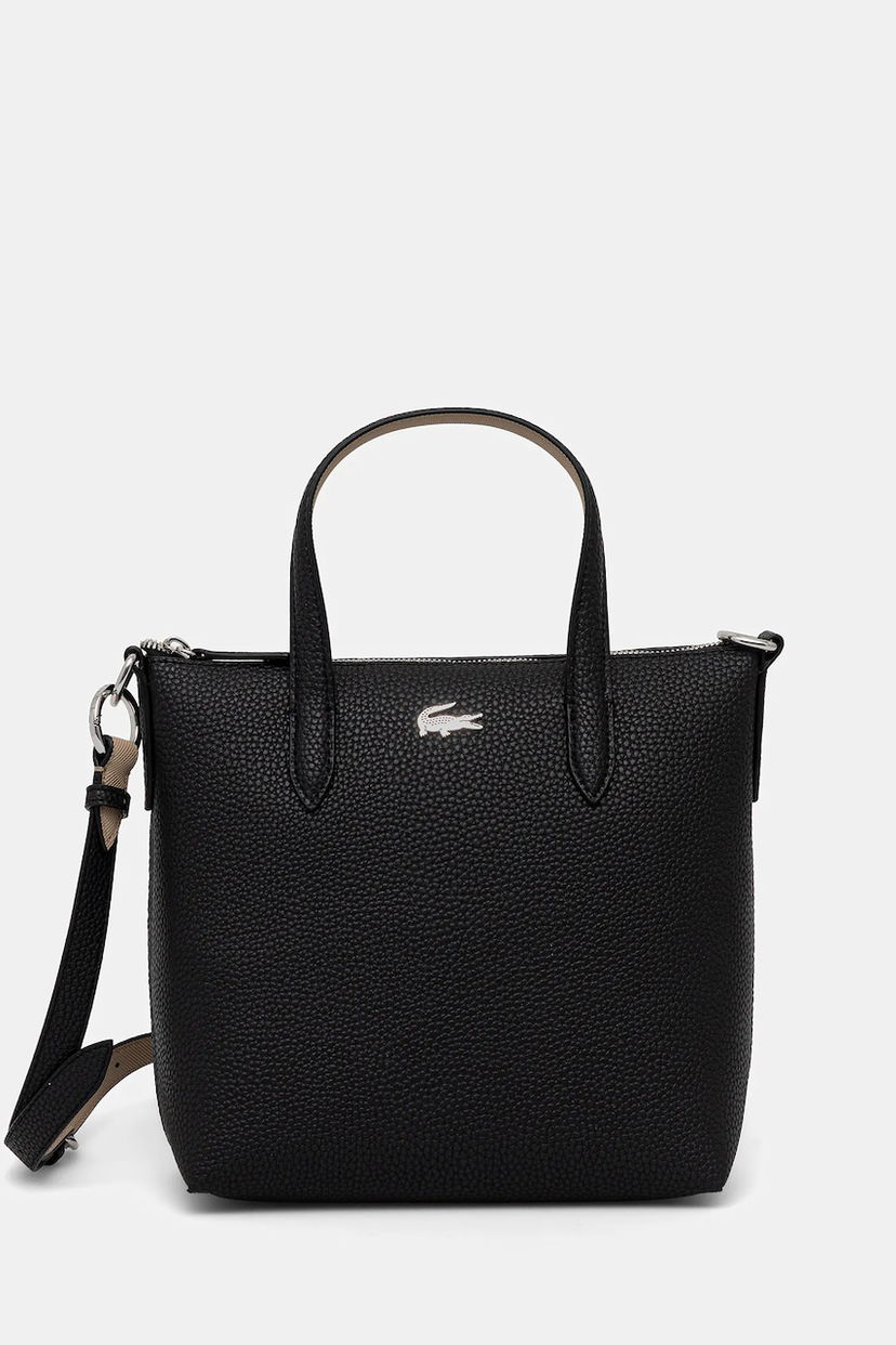 Tygpåse Lacoste Pebbled Mini Tote Bag with Shoulder Strap Svart | NF5126AA