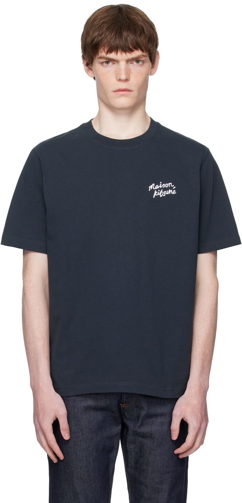 T-shirt MAISON KITSUNÉ Maison Kitsuné Handwriting Comfort T-Shirt Mörkblå | MM00126KJ7025
