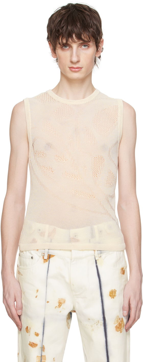 Linne Feng Chen Wang Feng Chen Wang Open Knit Tank Top Beige | FUS17KT01W