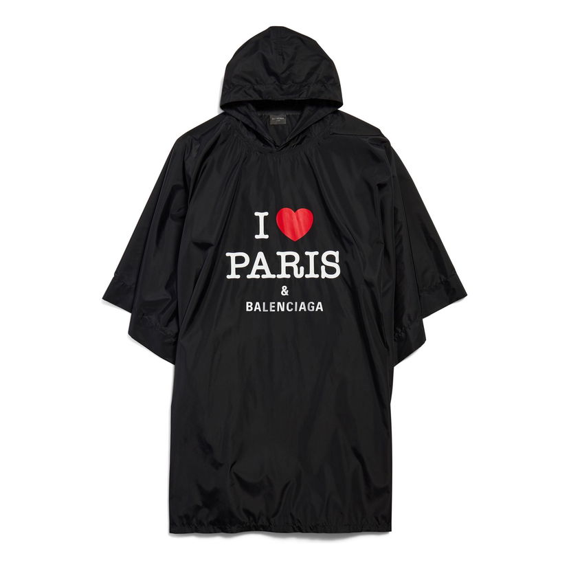 Vindjacka Balenciaga Balenciaga I Love Paris Poncho Svart | 812055TRO591000