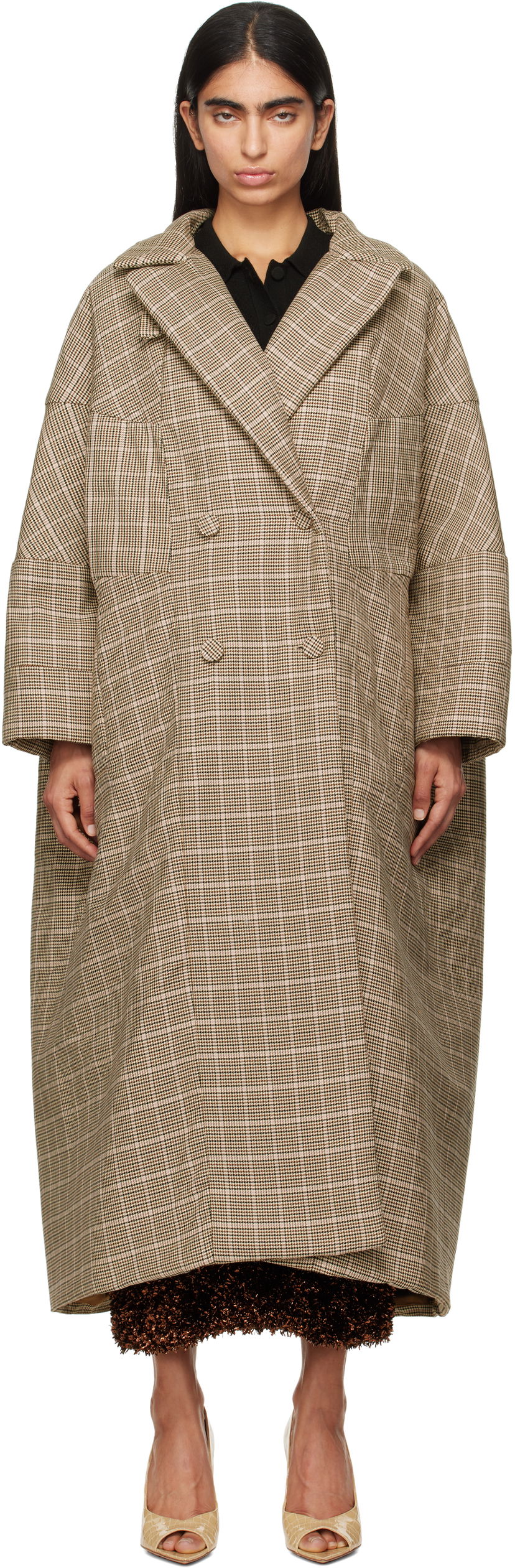 Rockar Dries Van Noten Dries Van Noten Long Plaid Coat Brun | 242-010211-9352