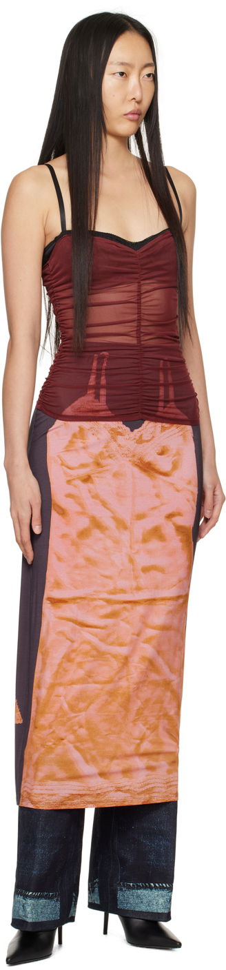 Linne Miaou Miaou Renzo Ruched Mesh Tank Top Röd | 7064PM1RUS, 3