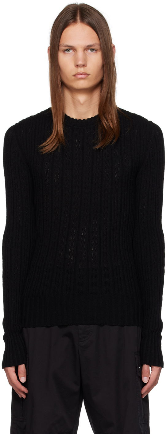 Sweater Dolce & Gabbana Black Ribbed Sweater Svart | GXN49TJEMJ4