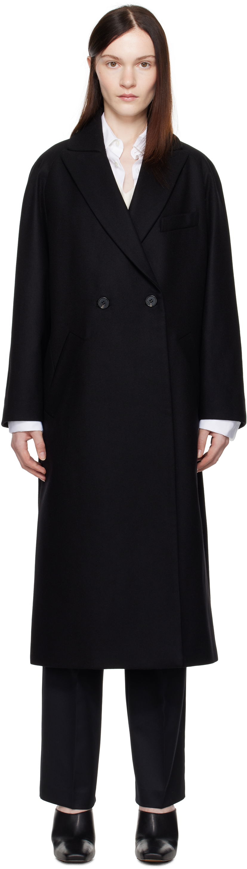 Rockar A.P.C. A.P.C. Flora Double-Breasted Trench Coat Svart | WOAJS-F01541