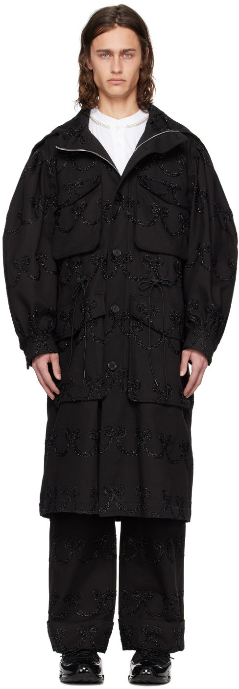 Rockar Simone Rocha Simone Rocha Embroidered Denim Coat Svart | 2048 1062