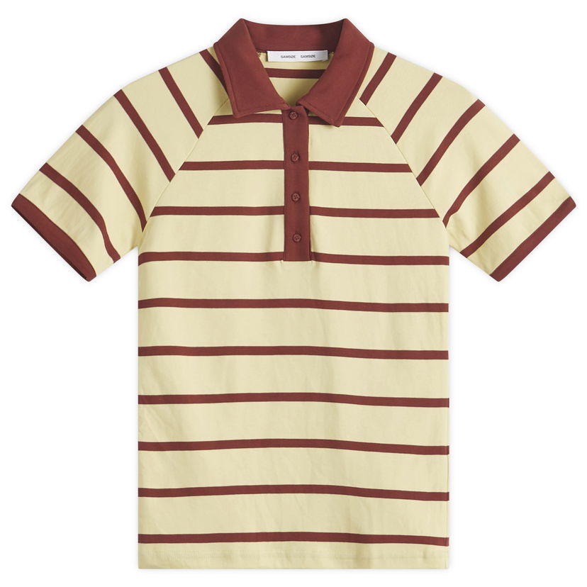 Polotröja Samsoe Samsoe Samsøe Samsøe Saamy Striped Short Sleeve Polo Shirt Gul | F25100117-CLR002067