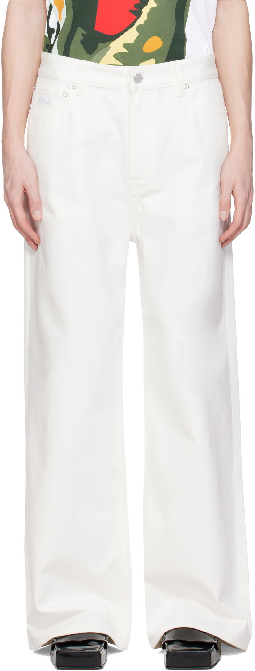 Byxor Lacoste Lacoste Runway Wide Fit Selvedge Jeans Vit | HH6744