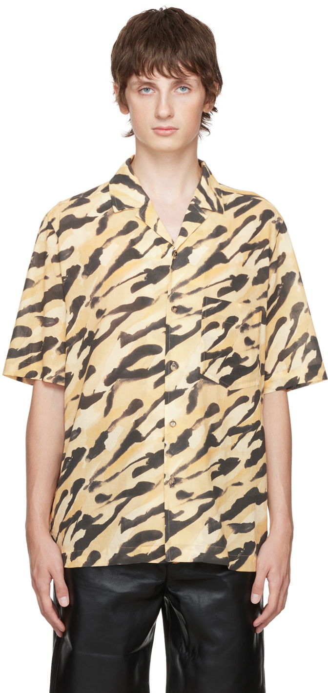 Skjorta Nanushka Abstract Print Relaxed Shirt Beige | NM22PFSH00171