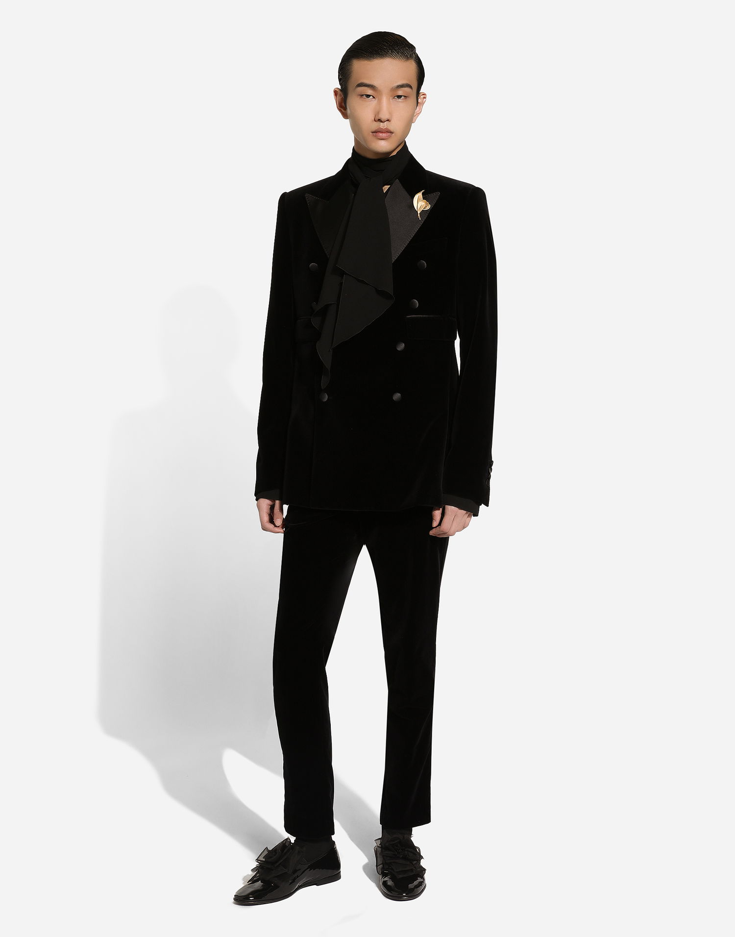 Skjorta Dolce & Gabbana Silk Shirt With Bow Svart | G5ME9TFU1ARN0000, 1