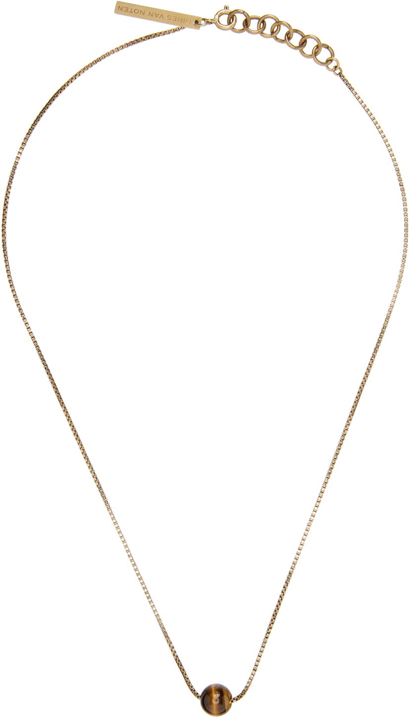 Halsband Dries Van Noten Box Chain Necklace with Round Stone Pendant Flerfärgad | 252-028218-092