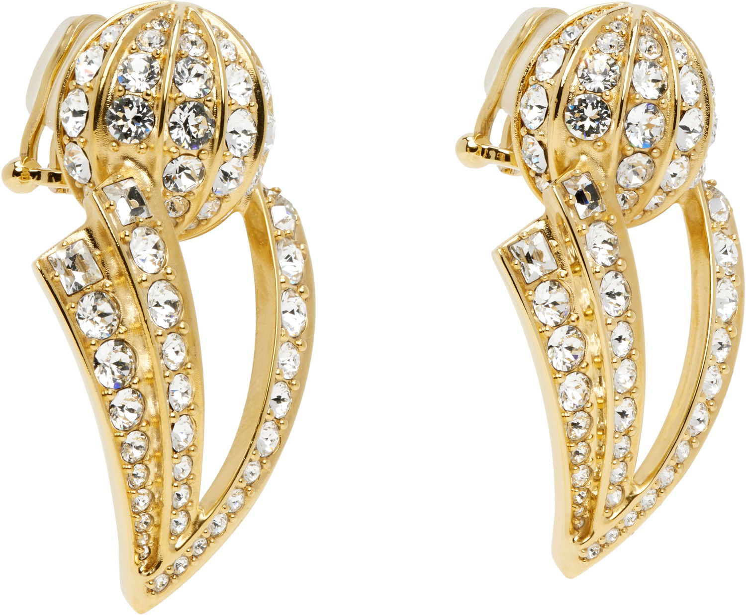 Örhängen Valentino Valentino Garavani Gold-Tone Crystal Clip-On Earrings Gul | 6W0J0Y95YCW, 1