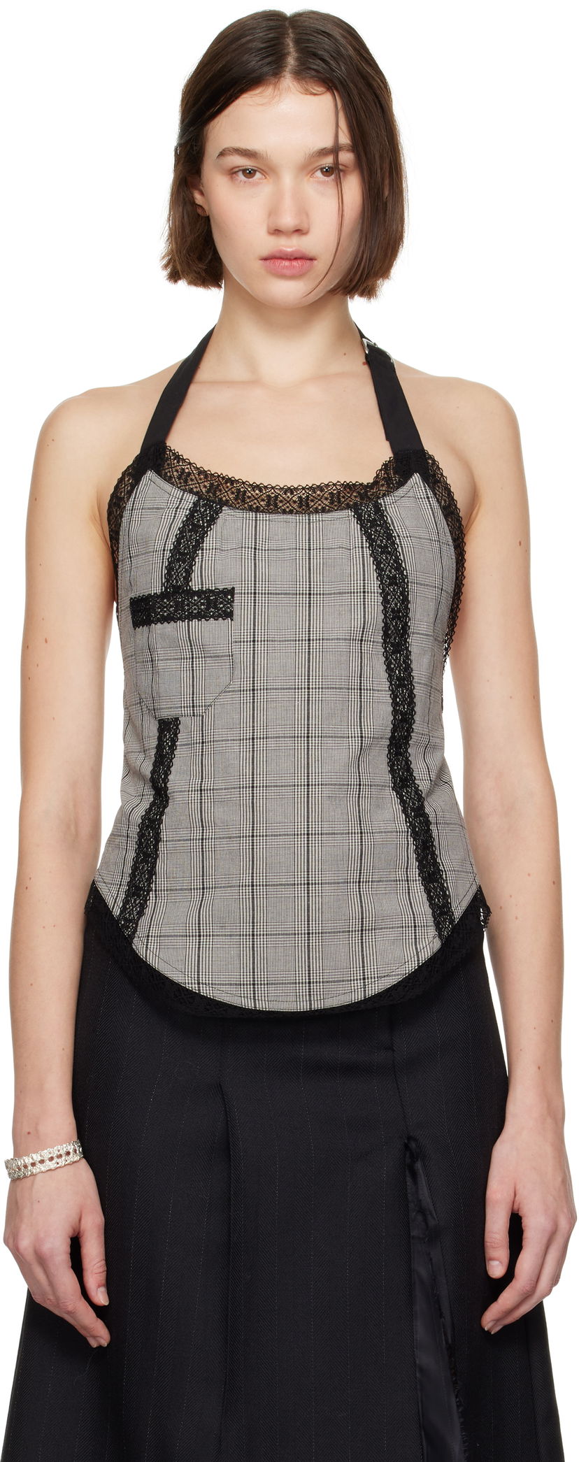 Linne OUR LEGACY Our Legacy Plaid Halter Top Grå | W4244PV
