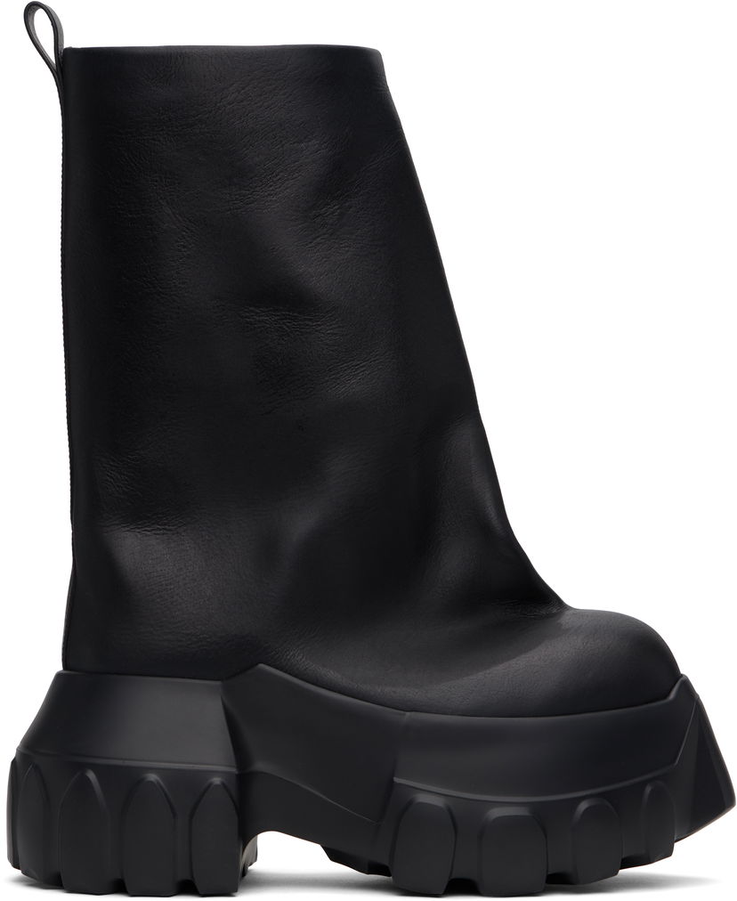 Sneakers och skor Rick Owens Rick Owens Hollywood Flared Mega Tractor Boots Svart | RR01E5864 LCH
