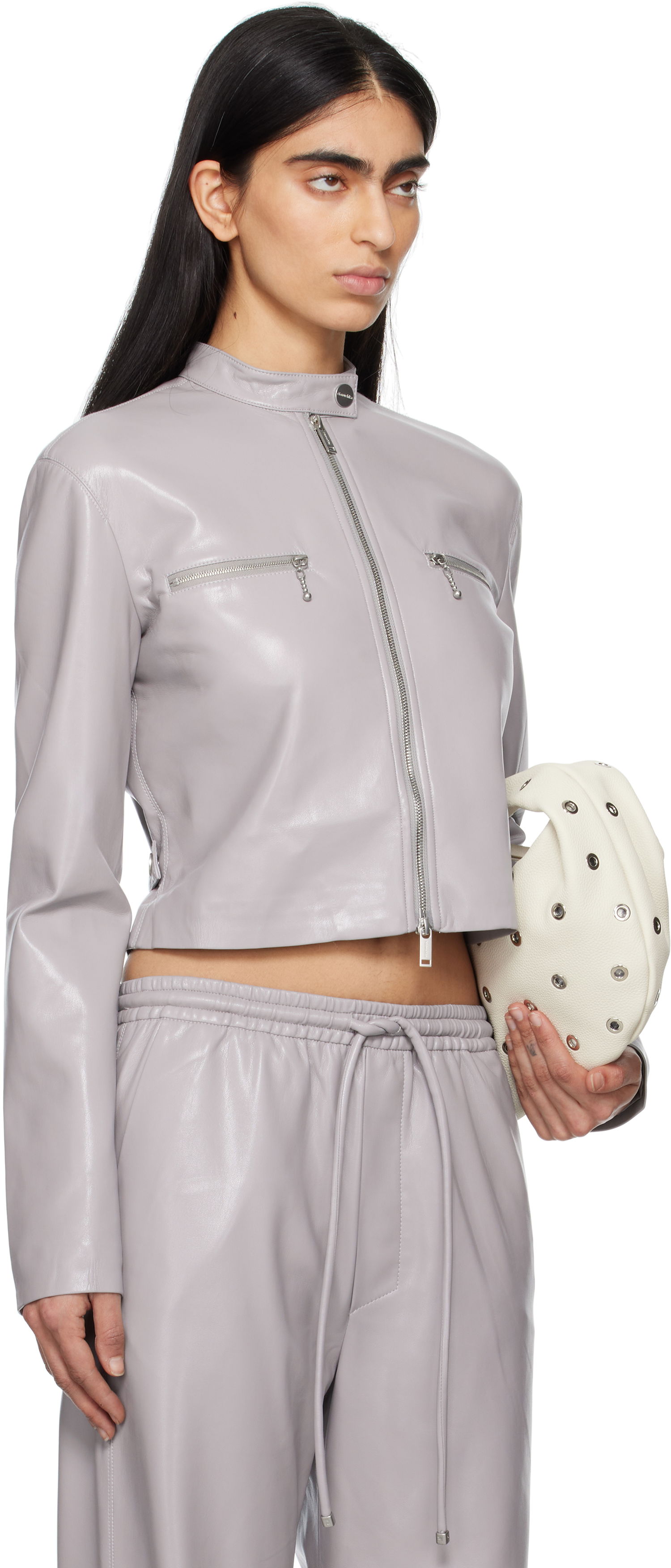 Jacka Nanushka Nanushka Aletta Cropped Faux-Leather Jacket Grå | NW25RSJK05792, 1