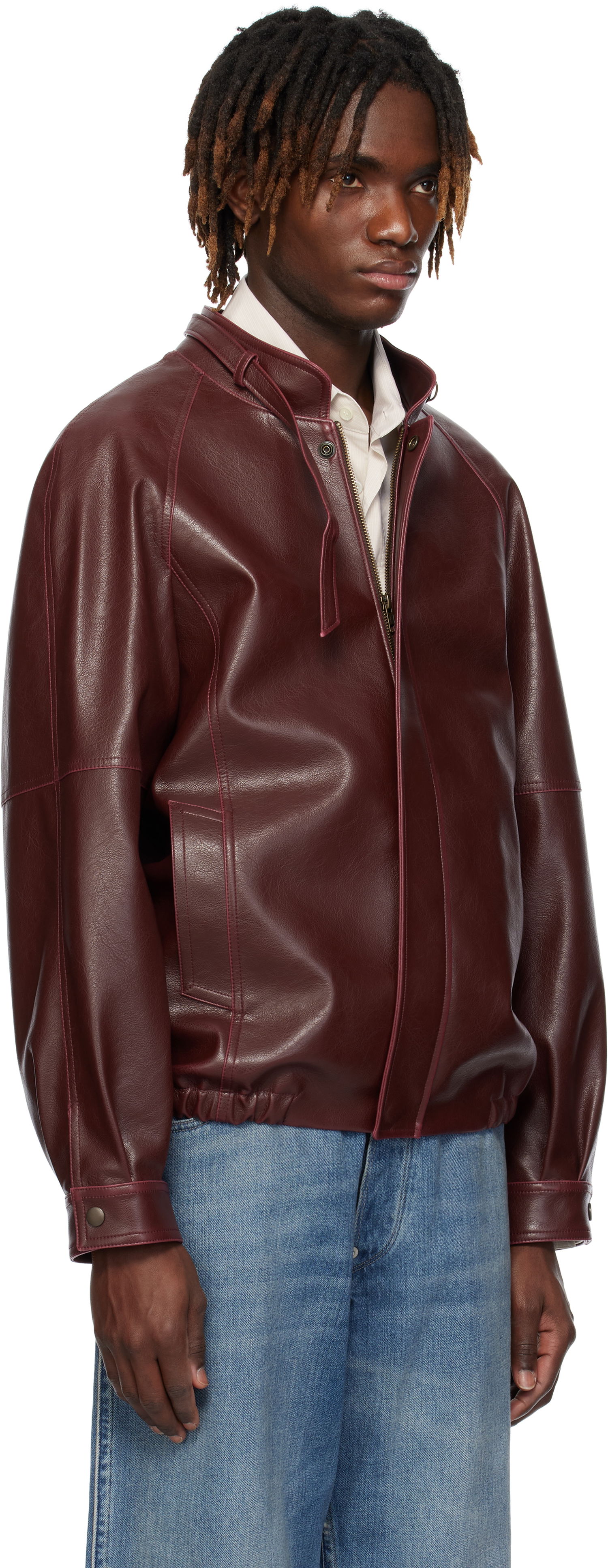 Bomberjacka Maison Margiela MM6 Maison Margiela Sports Faux-Leather Jacket Bourgogne | SH2AM0023 M35455, 1