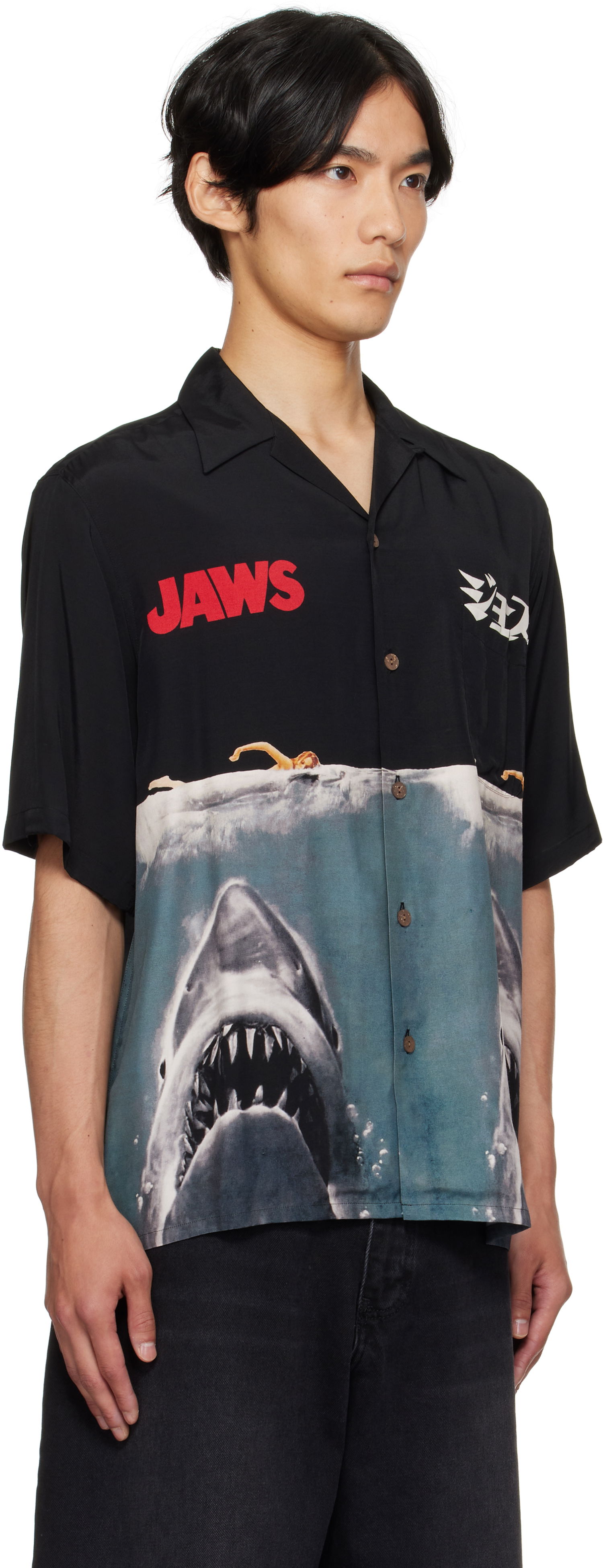 Skjorta WACKO MARIA WACKO MARIA 'Jaws' Short Sleeve Shirt Svart | JAWS-WM-HI01, 1