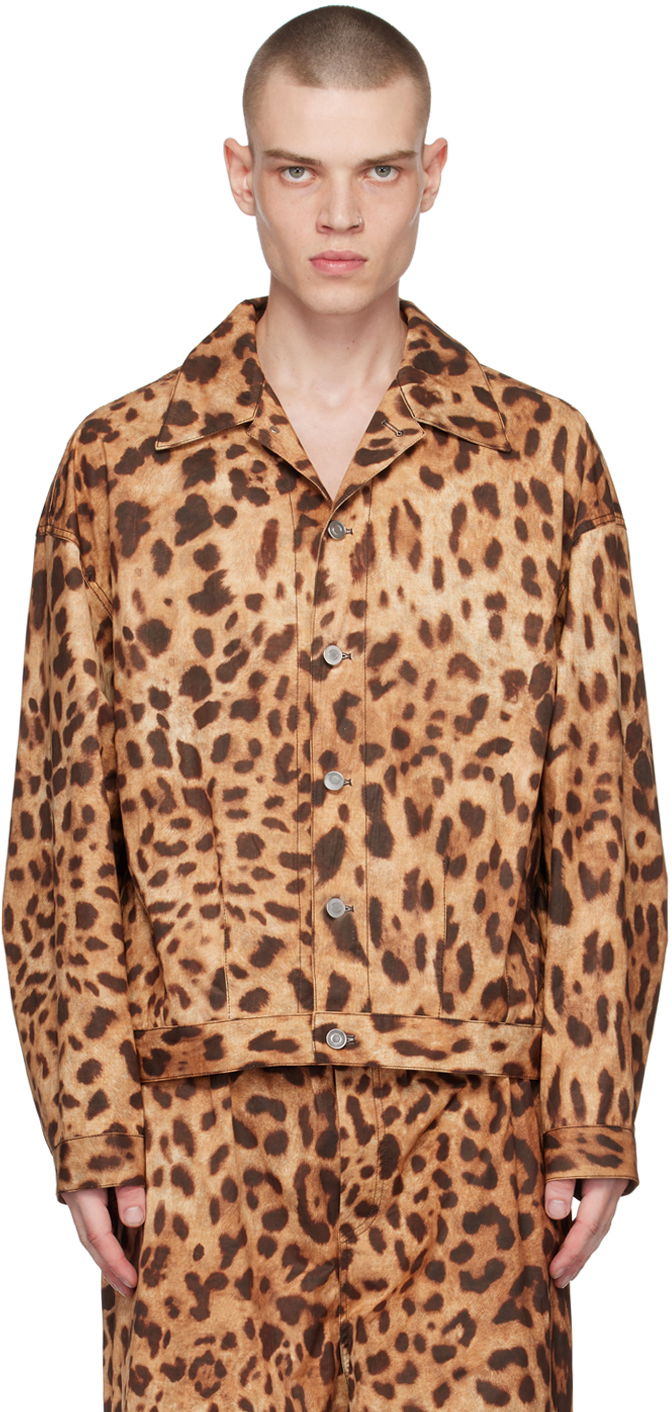 Jacka We11done We11done Allover Print Jacket Brun | WD-JK1-23-245-U-BR