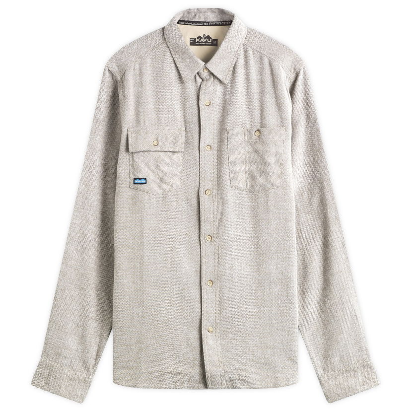 Skjorta KAVU Langley Herringbone Overshirt, Size Small Beige | 5039-2708