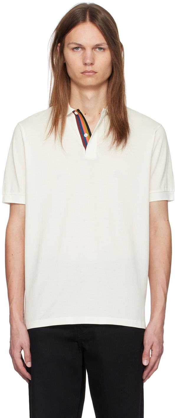 Polotröja Paul Smith Paul Smith Artist Stripe Placket Polo Vit | M1R-698PP-L00086-01