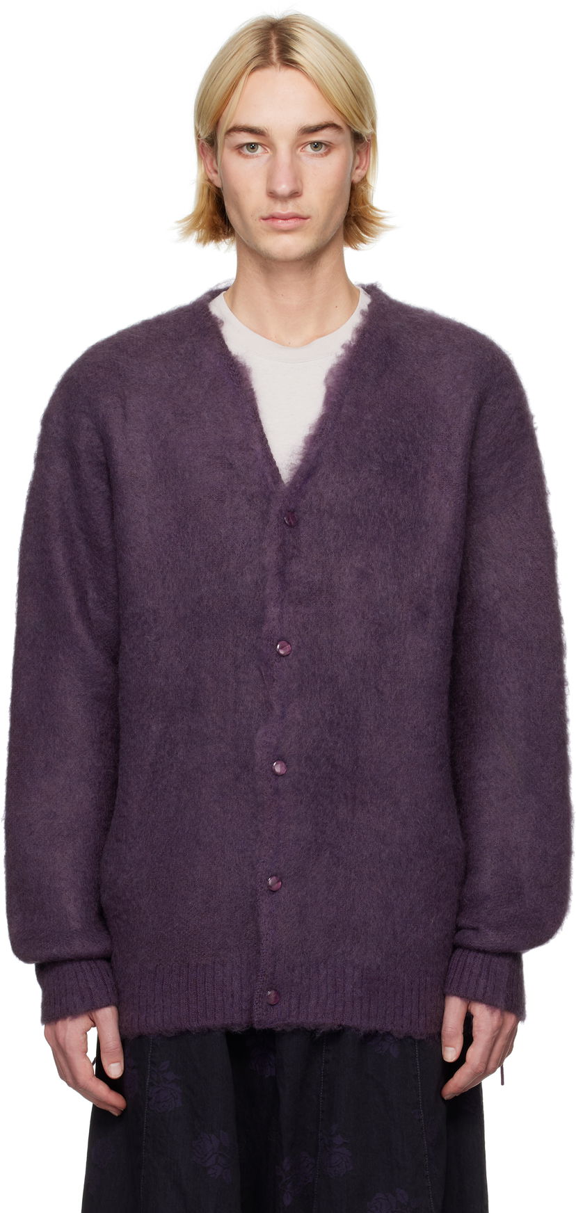 Sweater Needles Mohair Cardigan Purpur | PU314