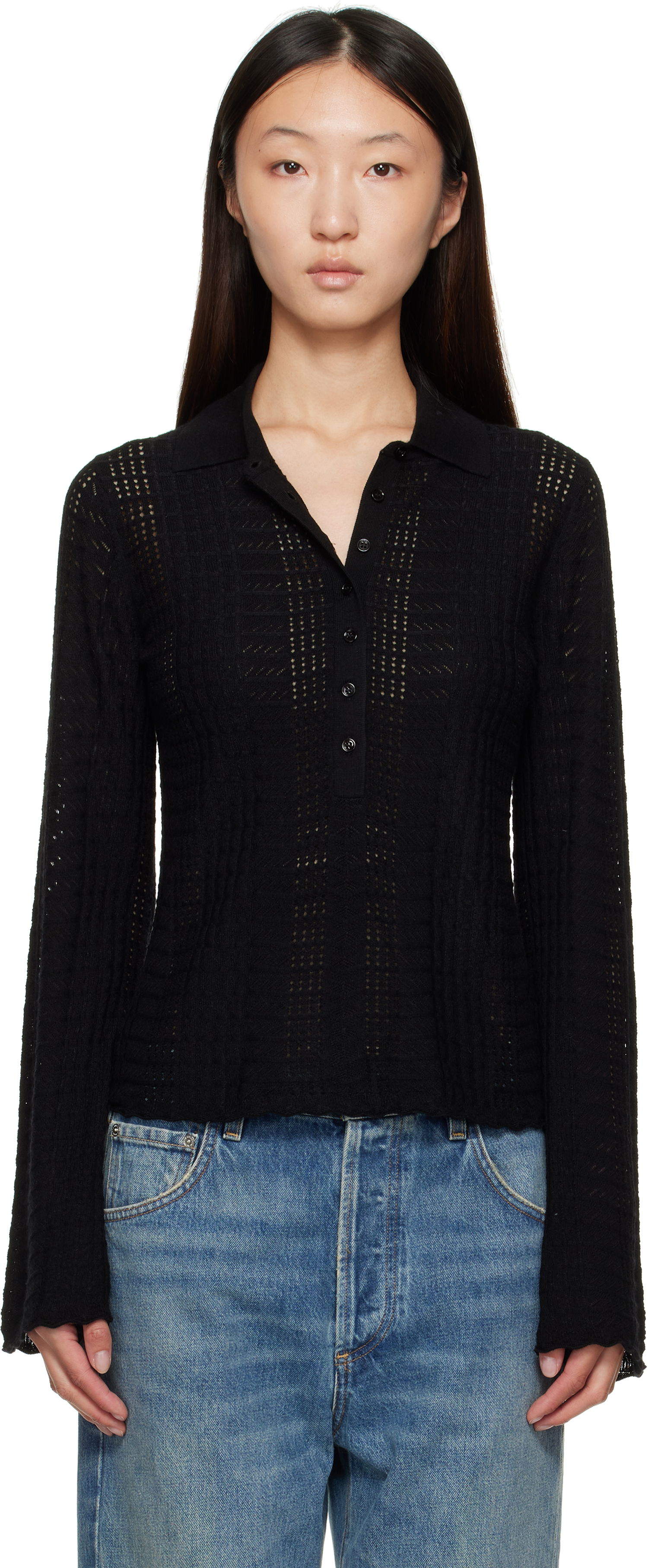 Polotröja Loulou de Saison Loulou de Saison Tiha Knit Polo Svart | TIHA, 0