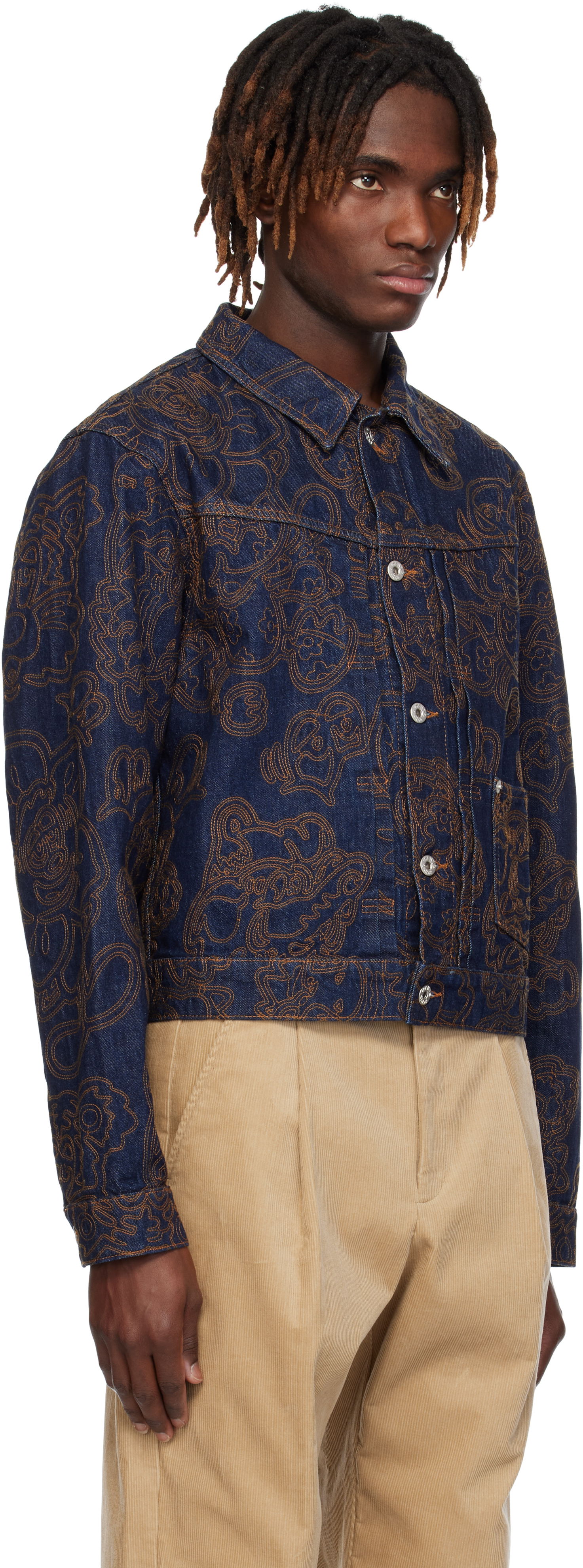Jacka KENZO Kenzo Paris VERDY Edition Embroidered Denim Trucker Jacket Blå | FF55DV3096V1, 1